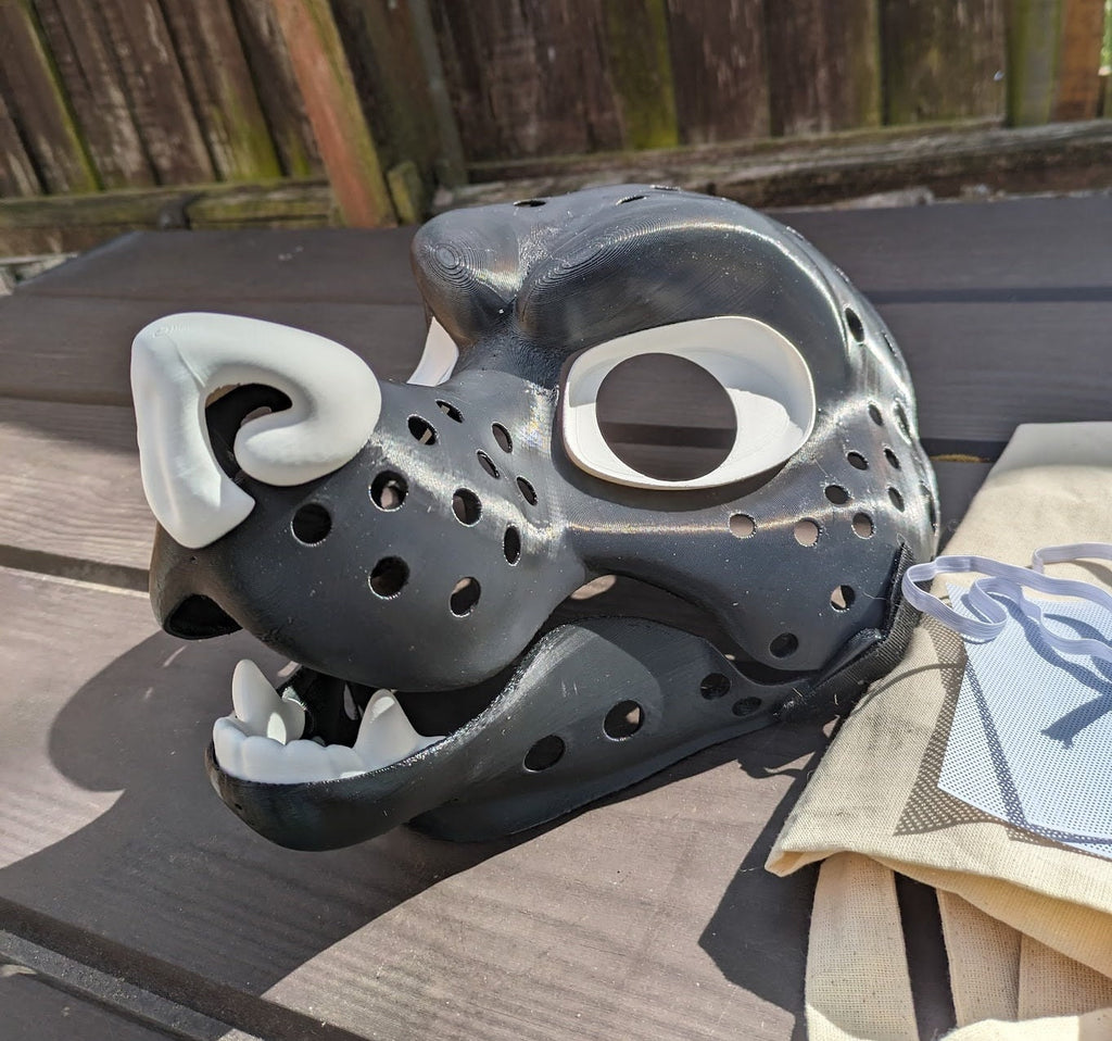 Angry Snarling Toony Canine - 3D Printed Fursuit Head Blank - Complete Headbase Kit