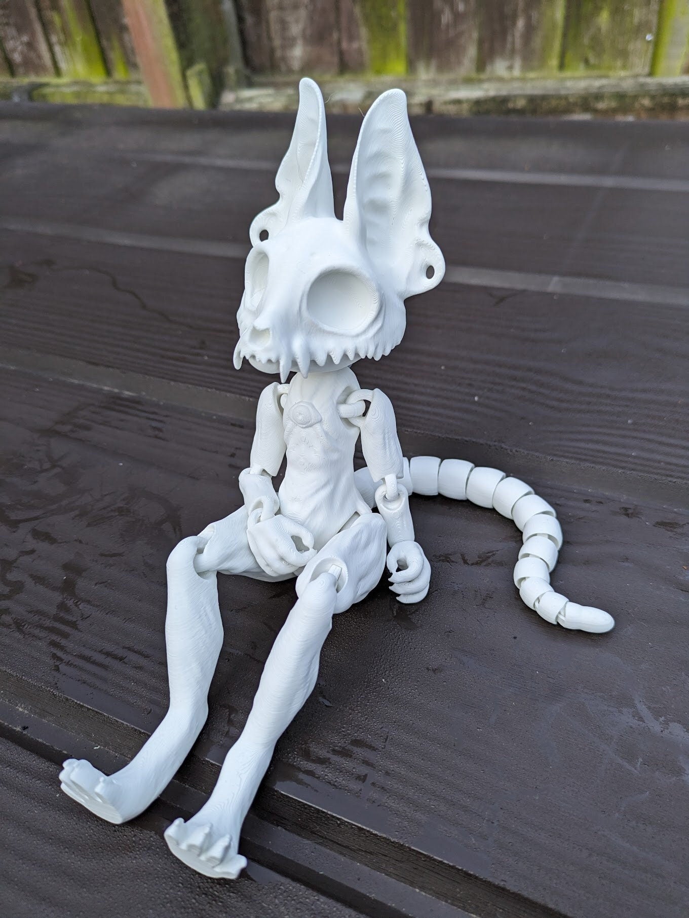 White Skeleton Dog - Flexi Printed Skully Doll