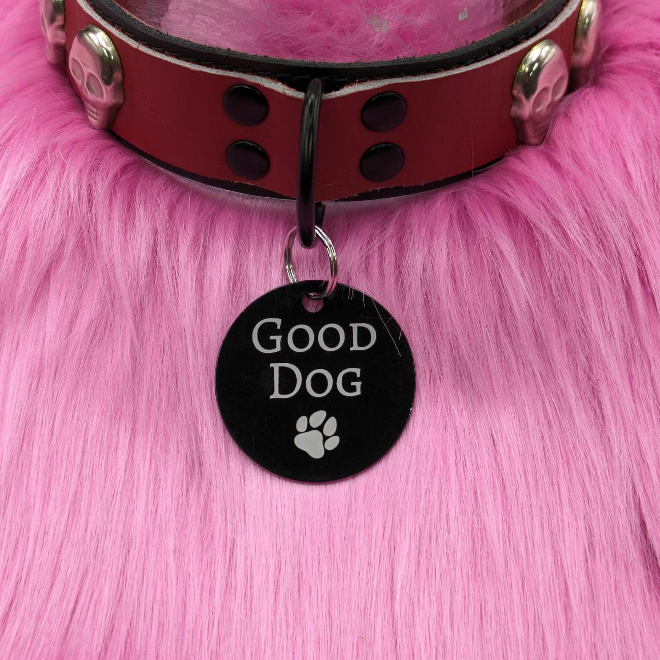 Custom Engraved Large Double Sided Metal Fursuit Collar Tag (1.6 inch / 4cm wide)
