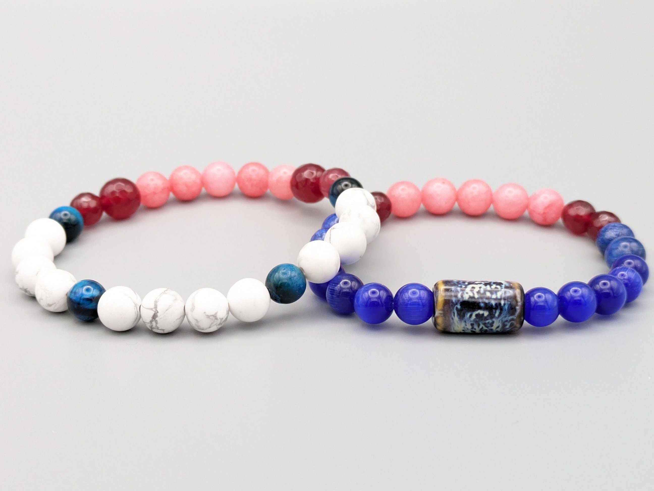 Beaded Stone Bracelet: Yuji Itadori & Ryomen Sukuna inspired Pair - Jujutsu Kaisen Fan Work