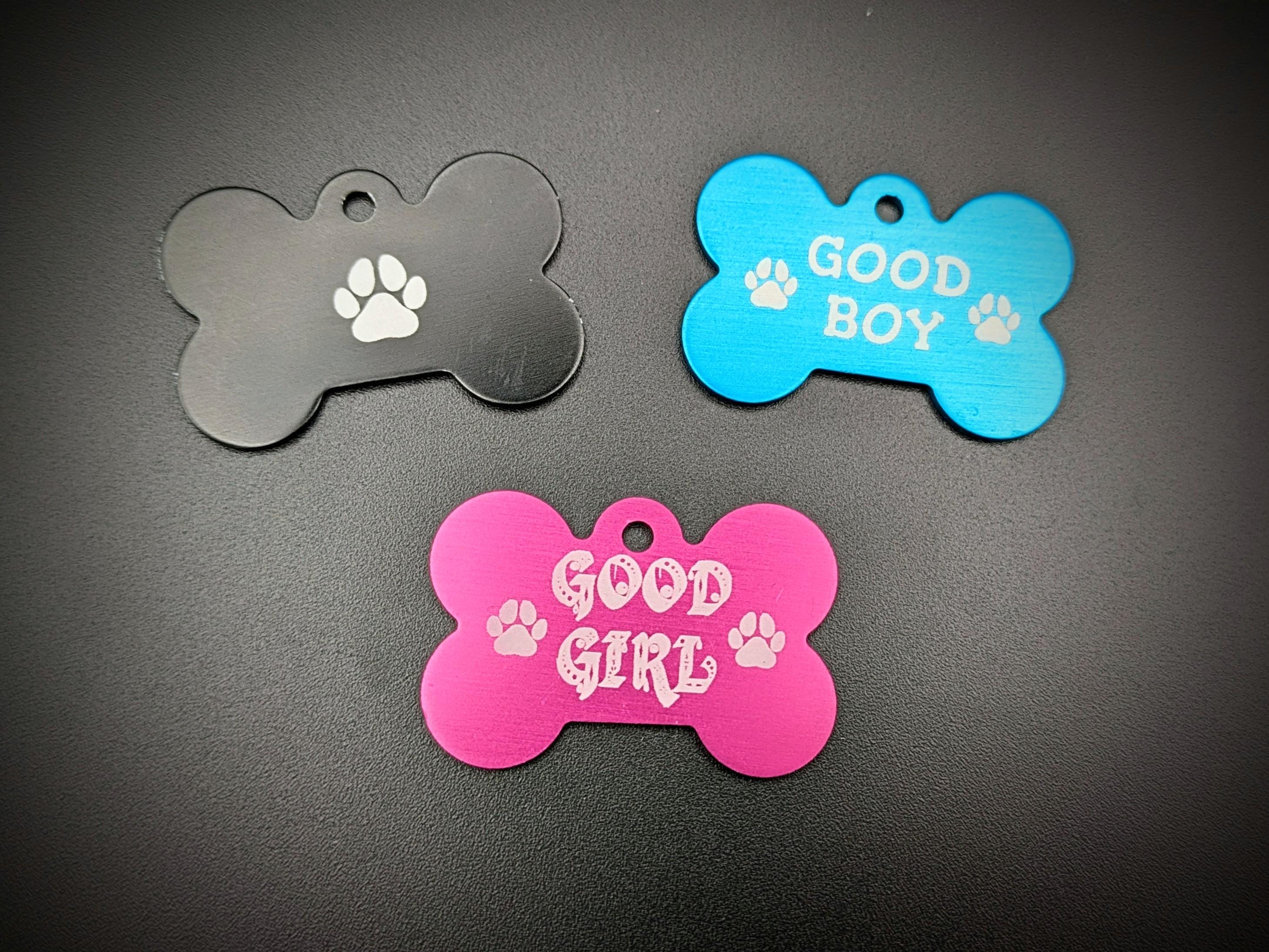 Custom Engraved Bone Collar Tag: Double Sided Metal Fursuit ID