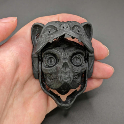 Articulated Cyber Cat Mech Helmet Keyring - 3D Printed