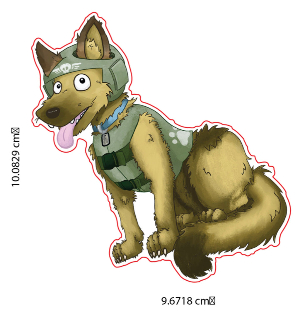 Cadian Military Emotional Support Dog - 10cm (3.9 inch) Gloss Vinyl Sticker Decal