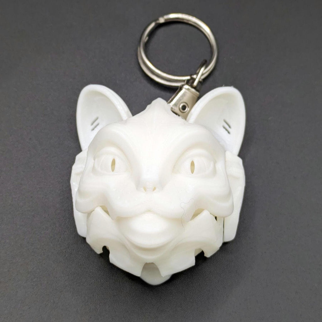 Articulated Cyber Cat Mech Helmet Keyring - 3D Printed