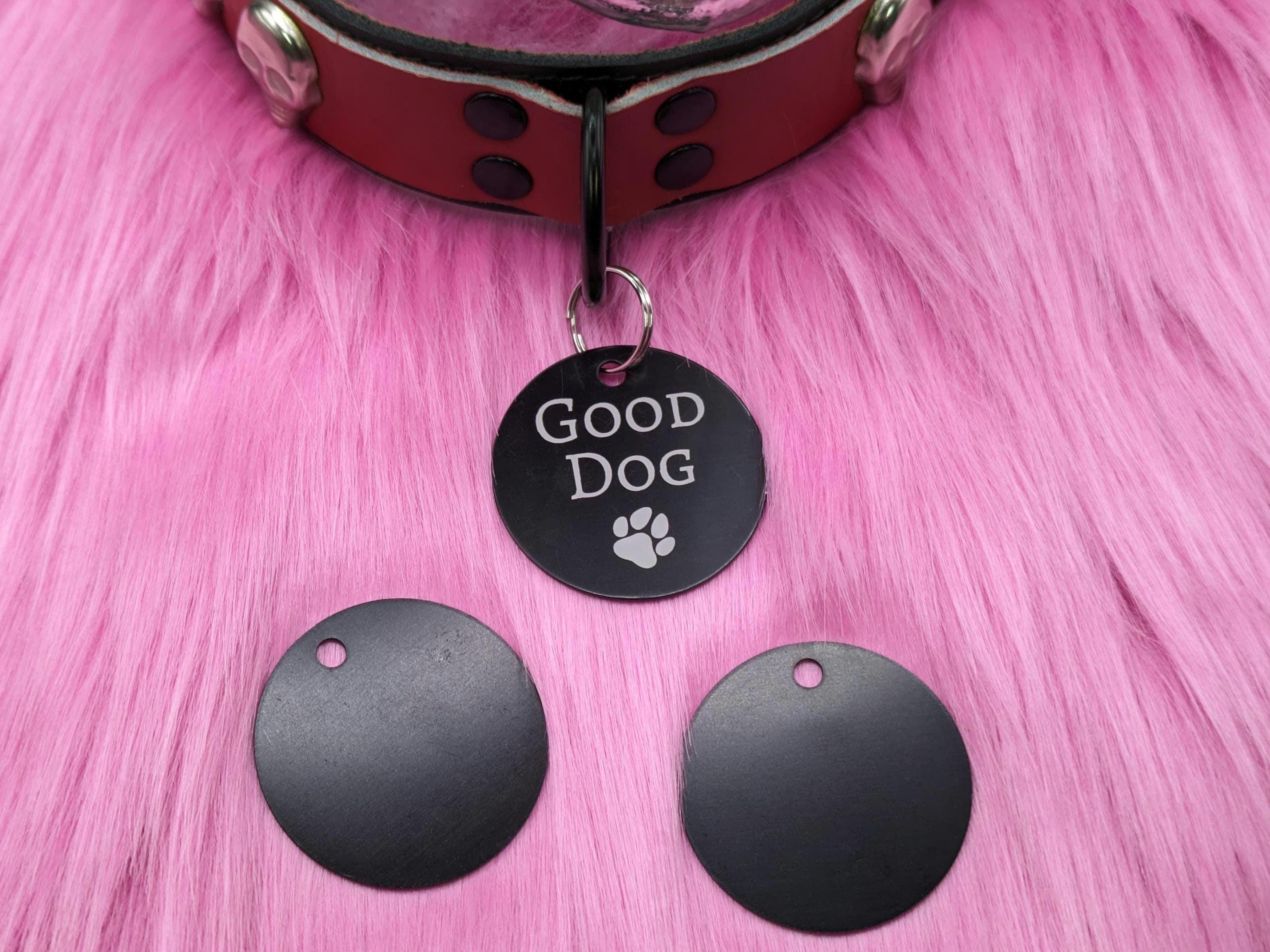 Custom Engraved Large Double Sided Metal Fursuit Collar Tag (1.6 inch / 4cm wide)