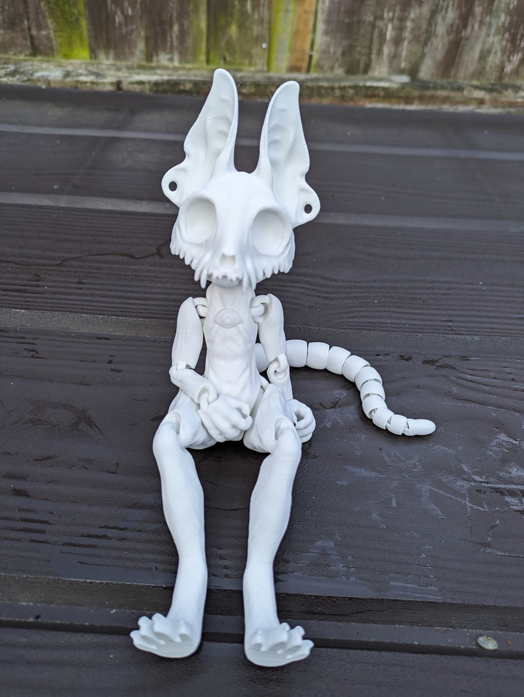 White Skeleton Dog - Flexi Printed Skully Doll