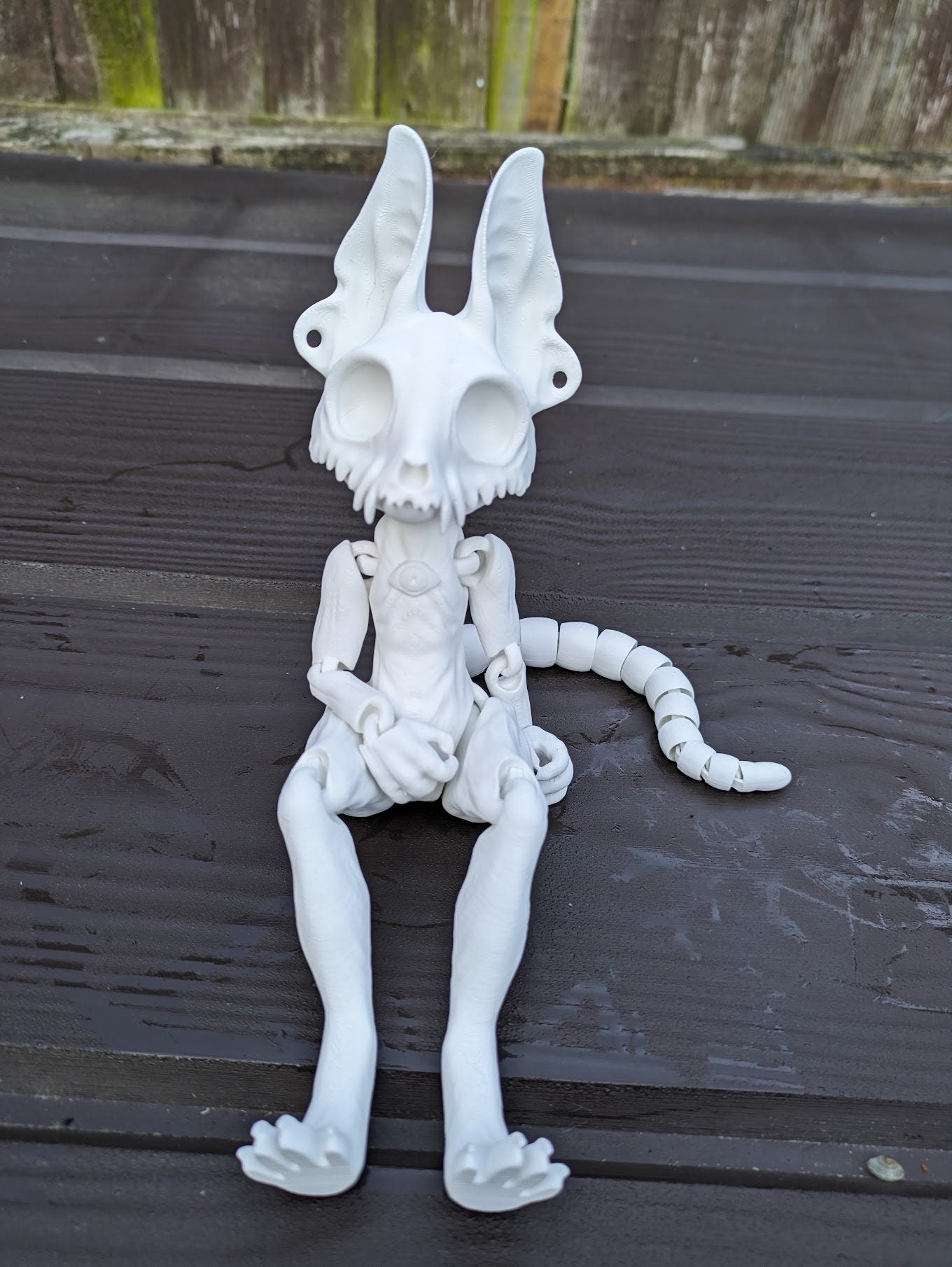 White Skeleton Dog - Flexi Printed Skully Doll
