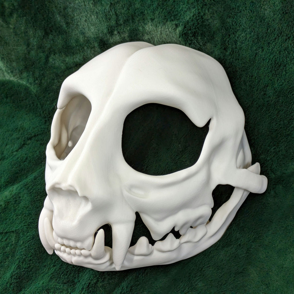 Cat Feline Skull - Hinged Jaw Mask or Fursuit Head Base Head Blank