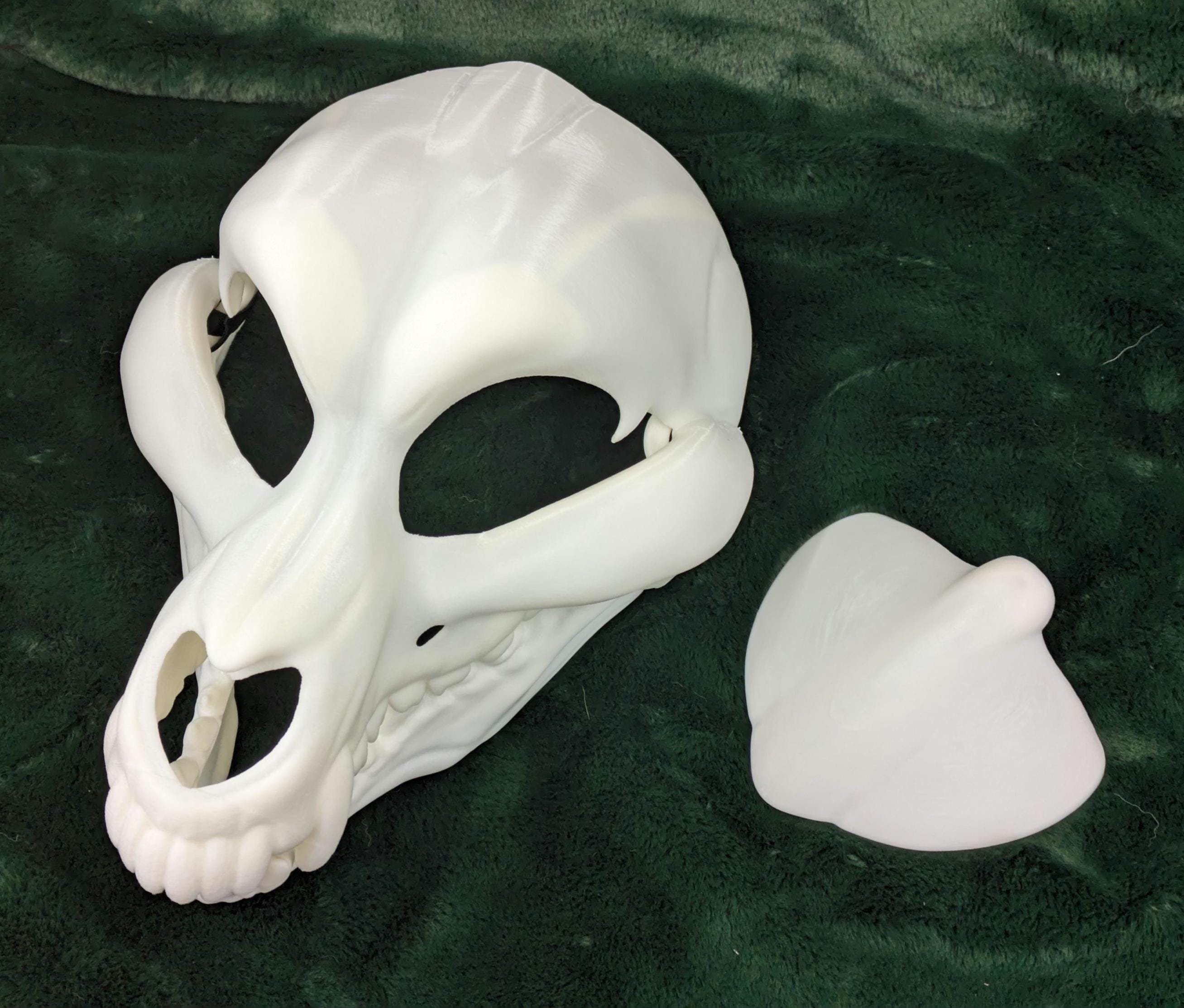 Toony Canine Skull: Wolf or Dog Skully - Hinged Jaw Mask or Fursuit Head Base / Head Blank