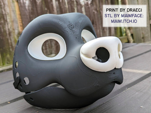 Black Bear Toony - 3D Printed Fursuit Head Blank Complete Headbase Kit