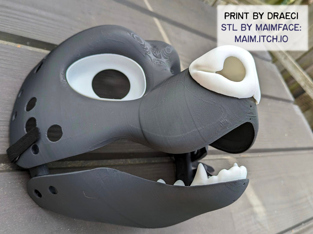 Black Bear Toony - 3D Printed Fursuit Head Blank Complete Headbase Kit