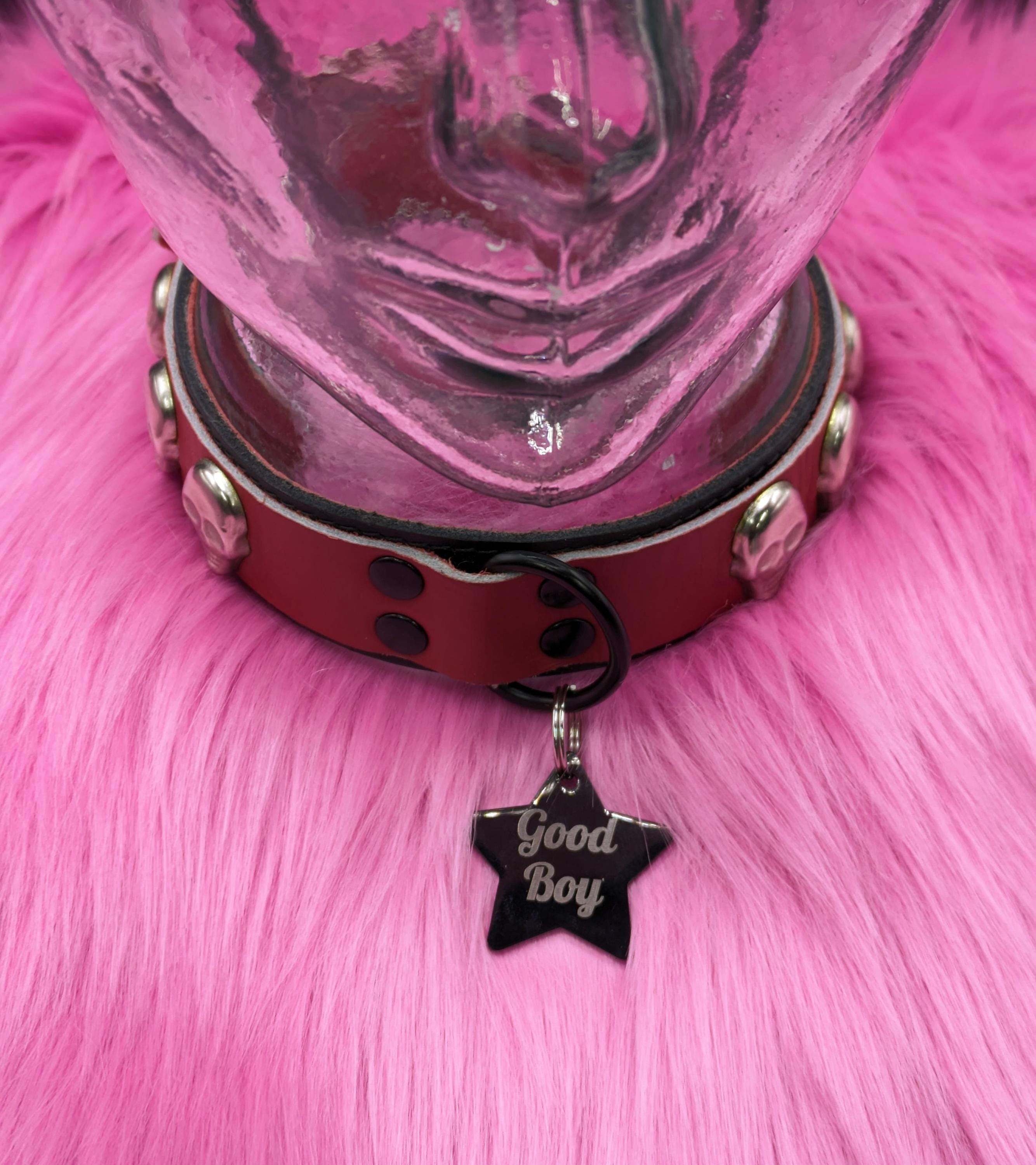 Custom Personalised Text - Engraved Stainless Steel Star Collar Tag (35mm wide)