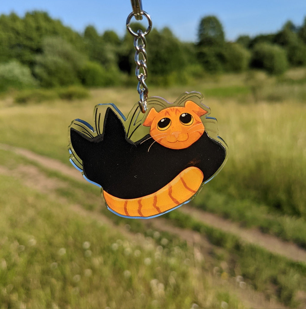 Hux and Witchkin - Double Sided Ginger Scottish Fold and Black Cat Charm