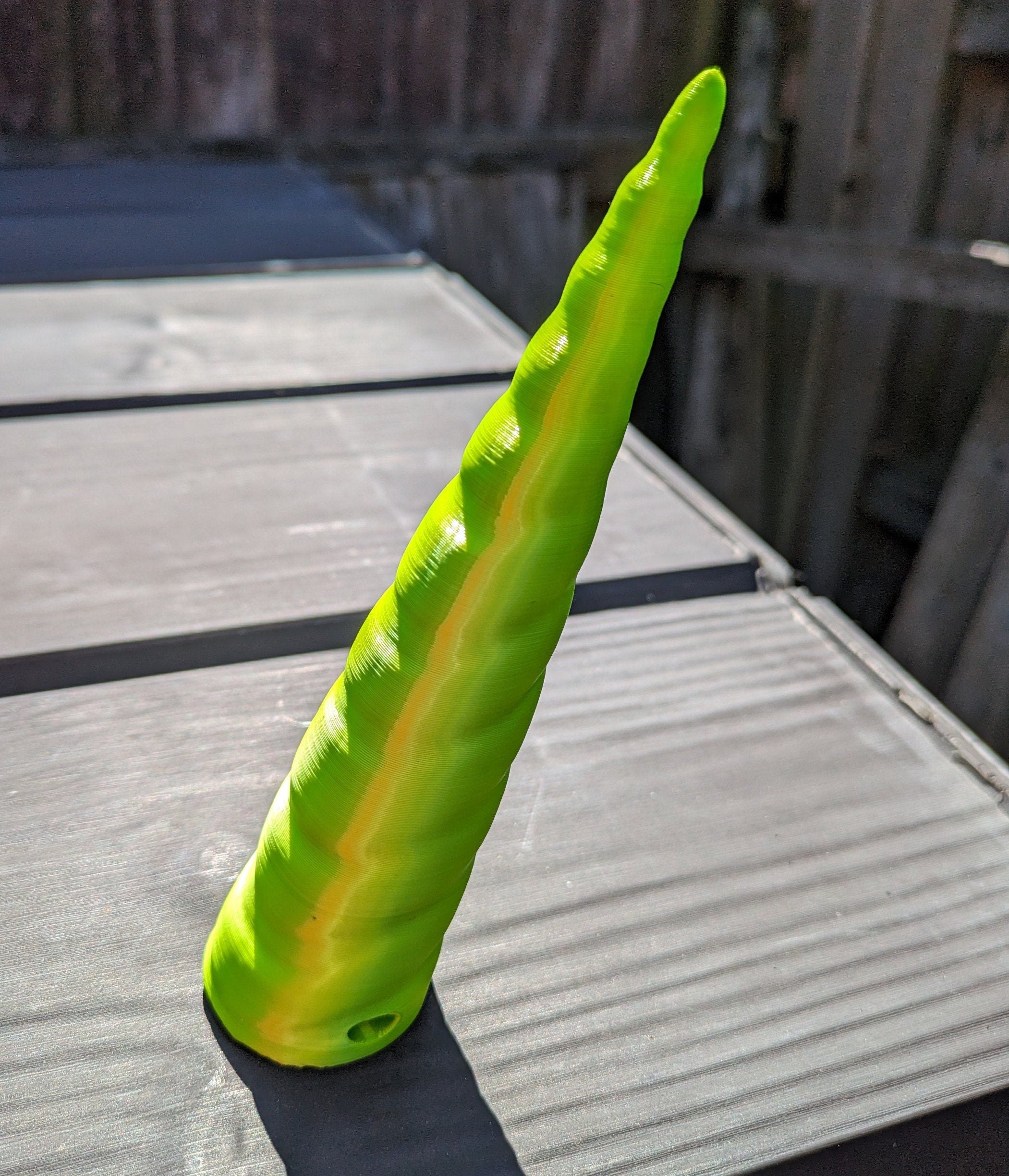 UNICORN ALICORN Horn - "Acid Green” Silk 3D Printed Cosplay Fursuit Part - 5.5 inch