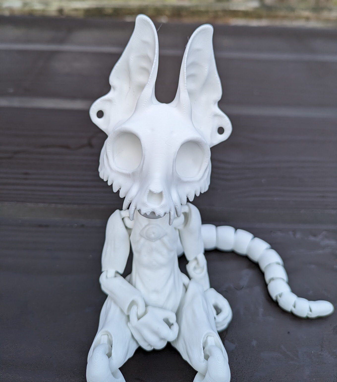 White Skeleton Dog - Flexi Printed Skully Doll