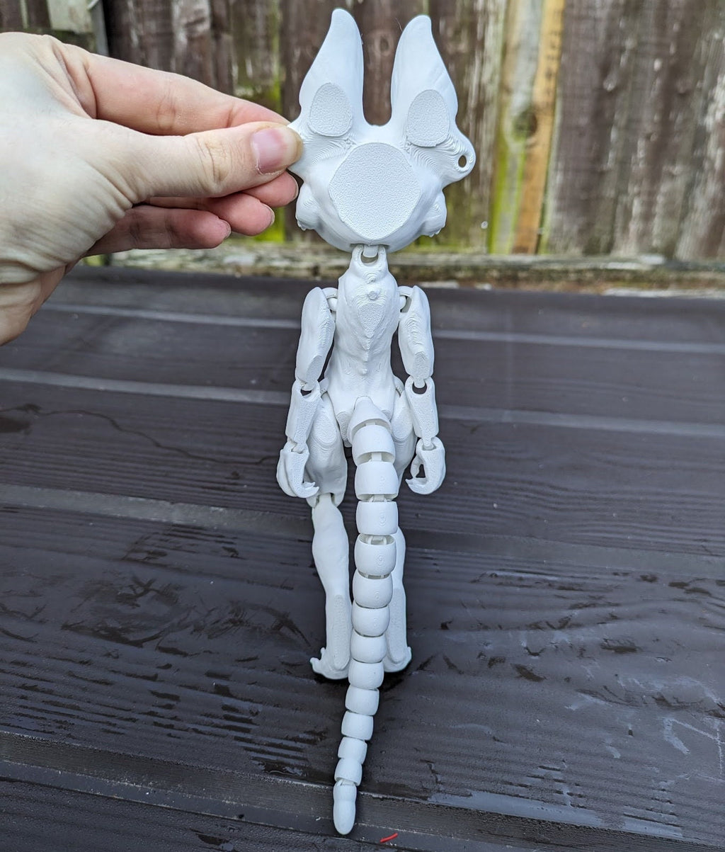 White Skeleton Dog - Flexi Printed Skully Doll