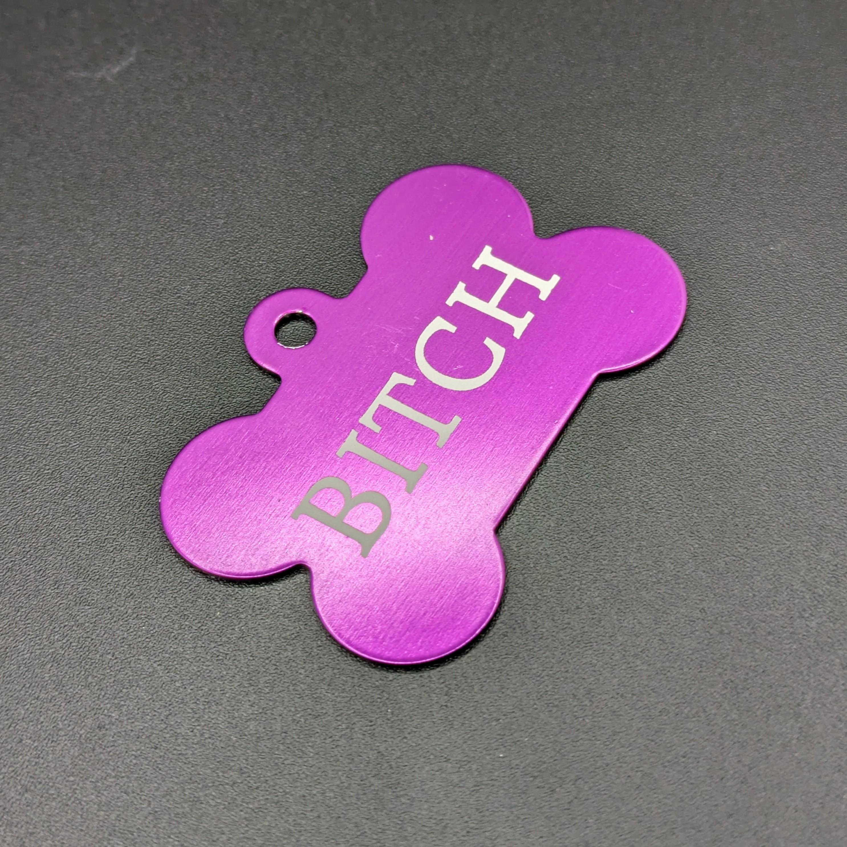 Custom Engraved Large Double Sided Metal Bone Collar Tag (2inch / 5cm wide)