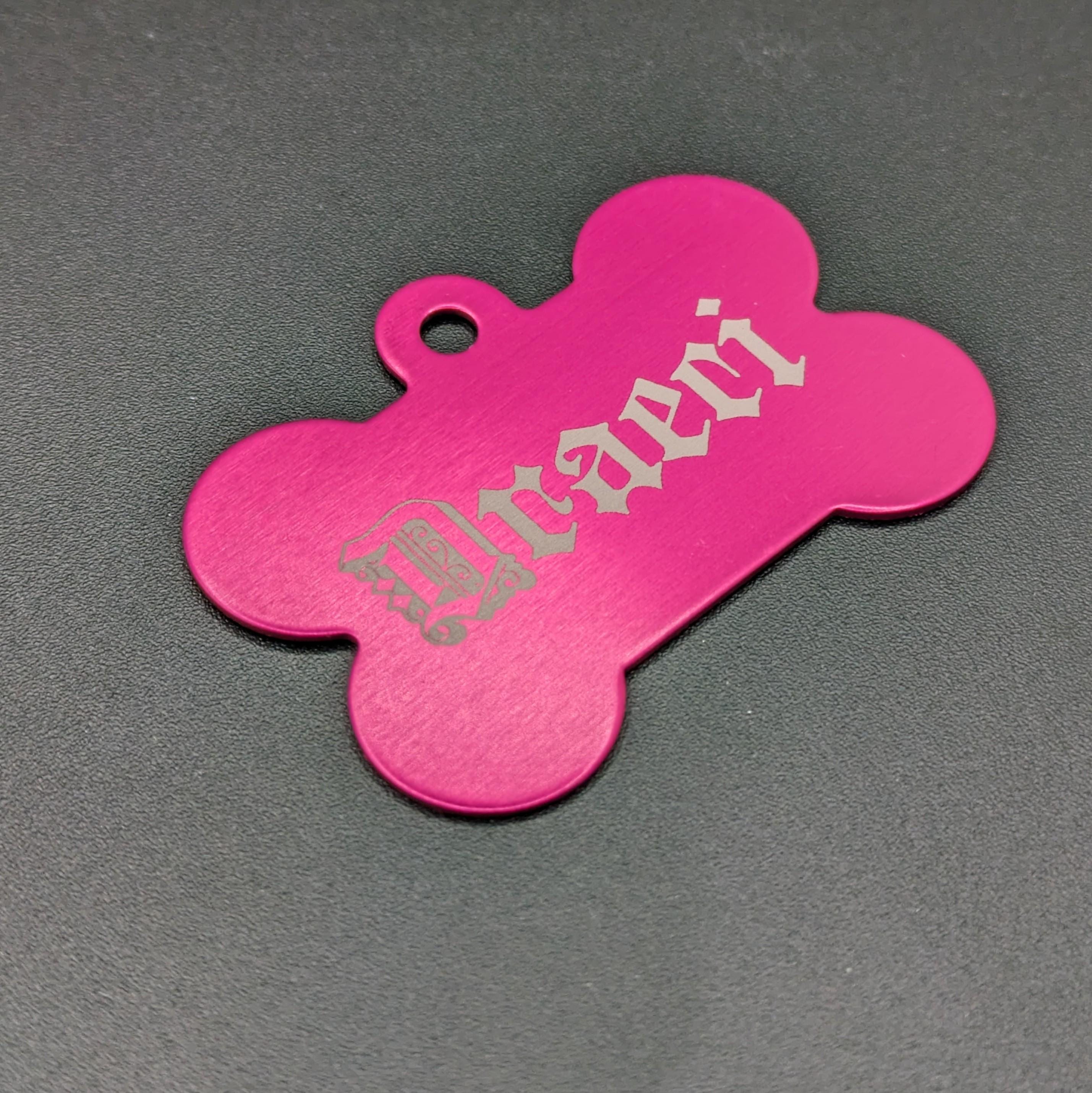 Custom Engraved Large Double Sided Metal Bone Collar Tag (2inch / 5cm wide)