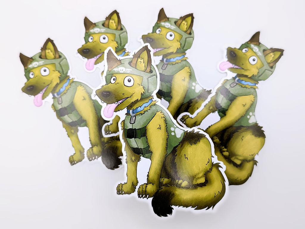 Cadian Military Emotional Support Dog - 10cm (3.9 inch) Gloss Vinyl Sticker Decal