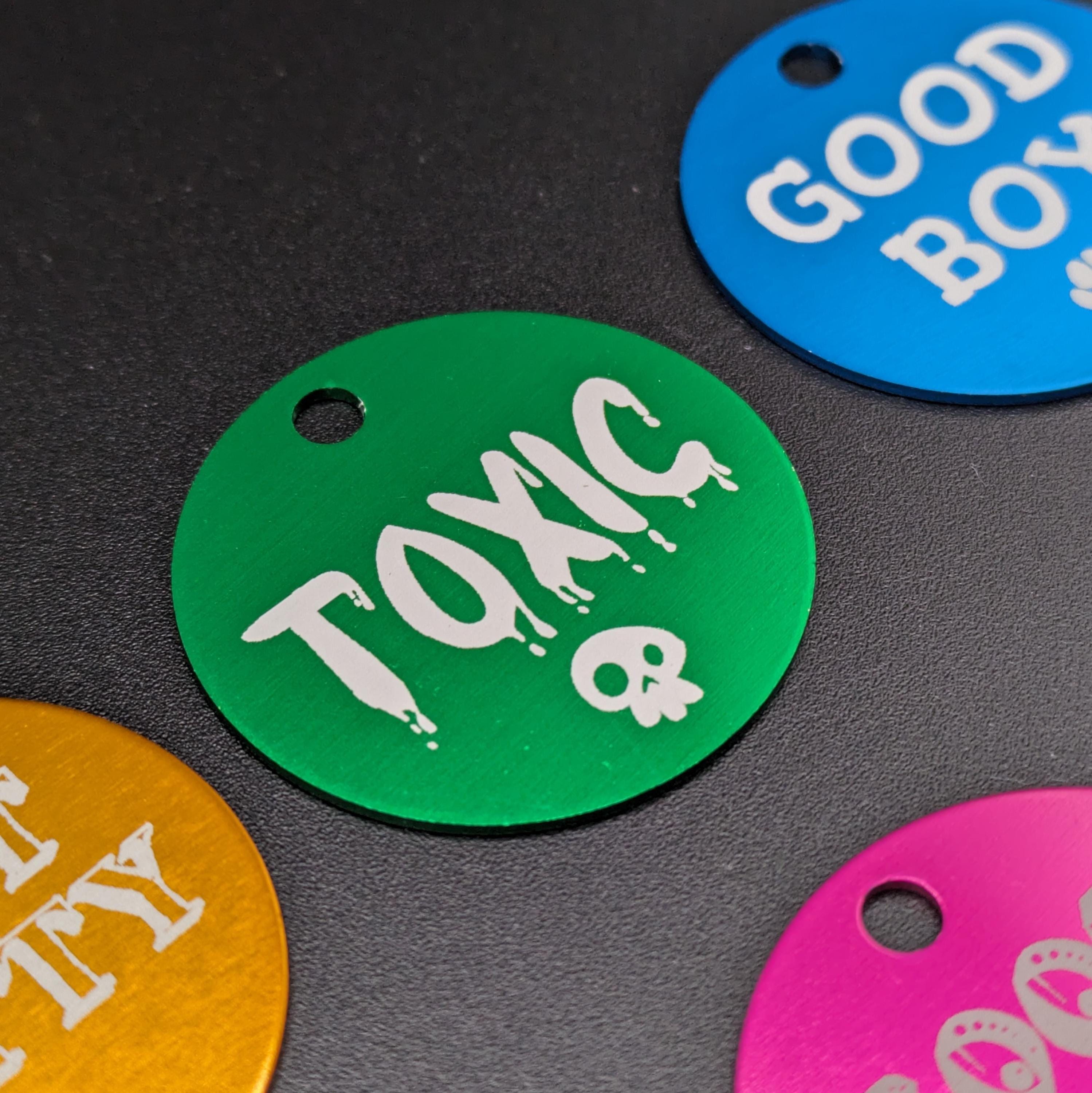 Custom Engraved Fursuit Collar Tag: Double Sided Metal Disc (1.3 inch)