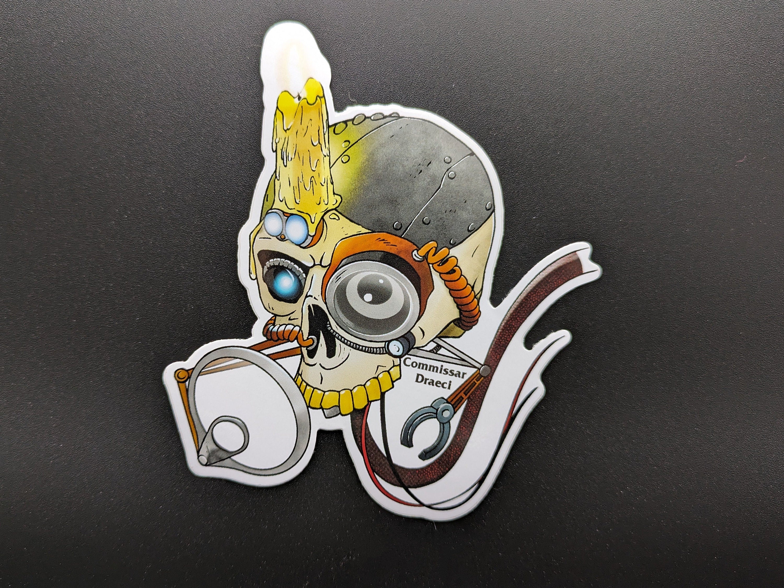 4LF13 Helpful Servo Skull - (4 inch) Gloss Vinyl Sticker