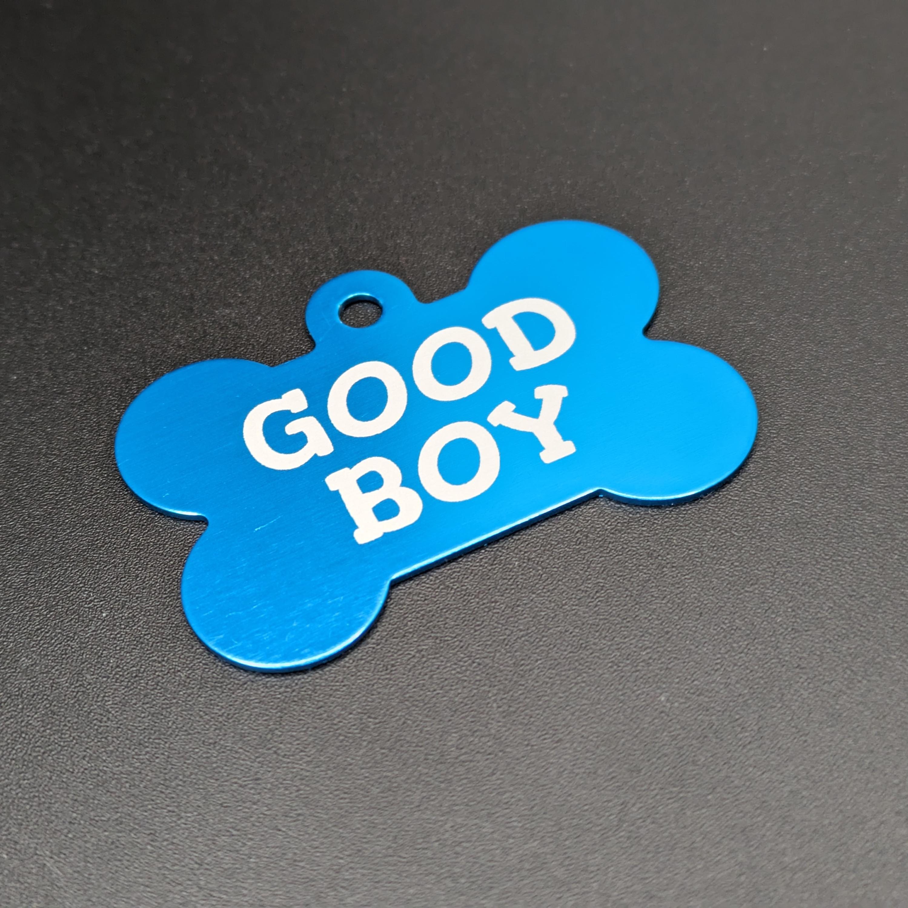 Custom Engraved Large Double Sided Metal Bone Collar Tag (2inch / 5cm wide)