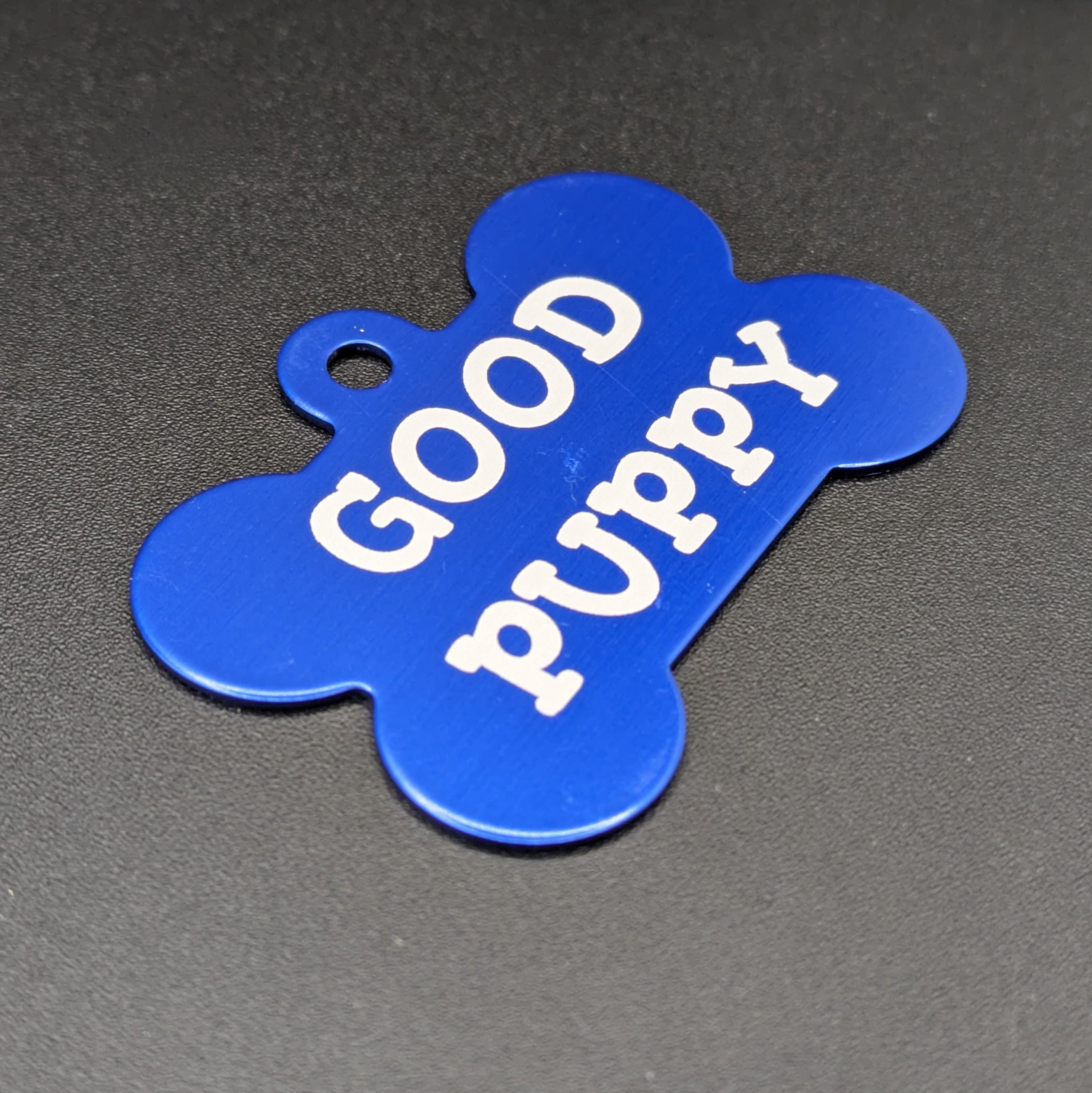 Custom Engraved Large Double Sided Metal Bone Collar Tag (2inch / 5cm wide)