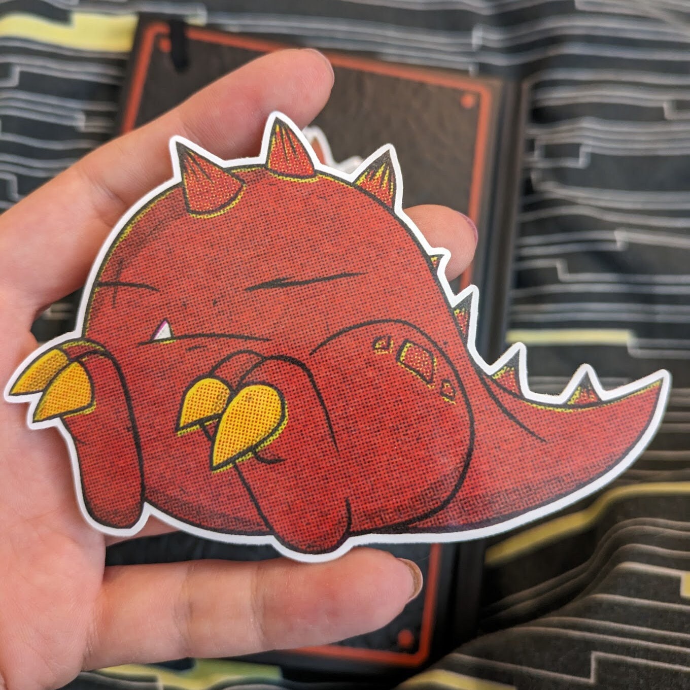 Sleepy Fat Red Squig Monster - Gloss Vinyl Sticker Decal -