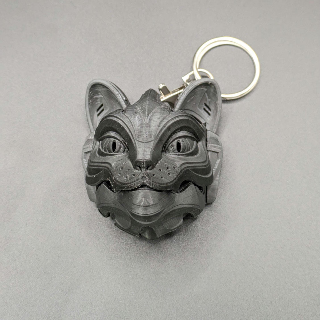 Articulated Cyber Cat Mech Helmet Keyring - 3D Printed