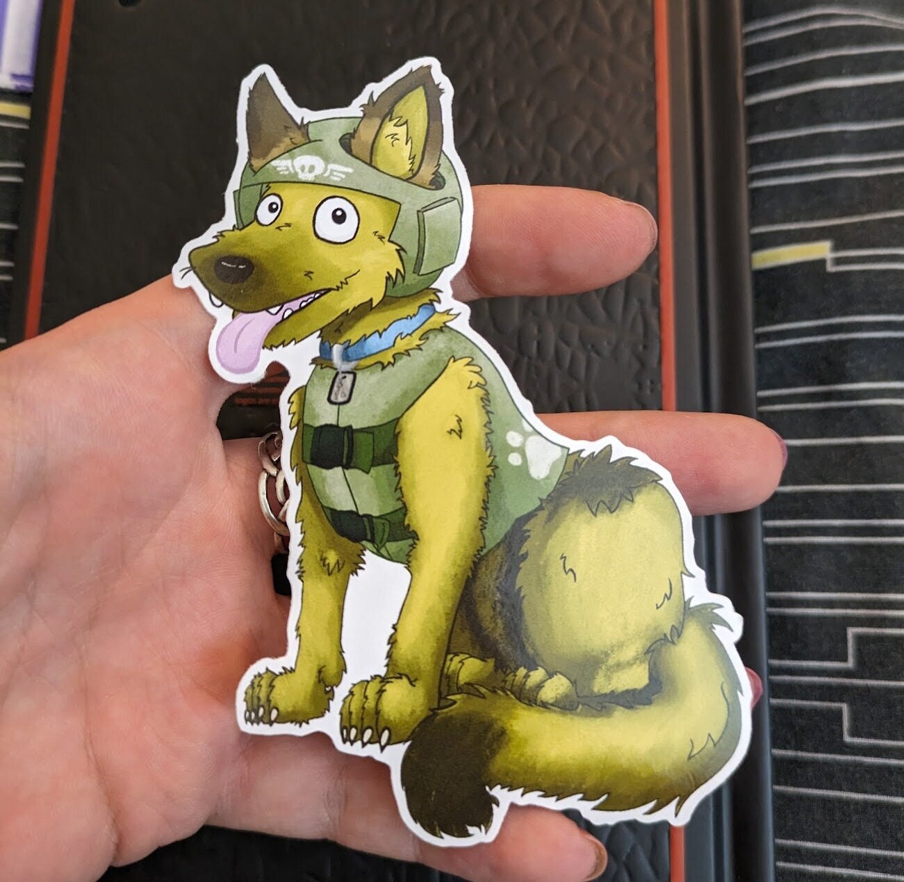 Cadian Military Emotional Support Dog - 10cm (3.9 inch) Gloss Vinyl Sticker Decal