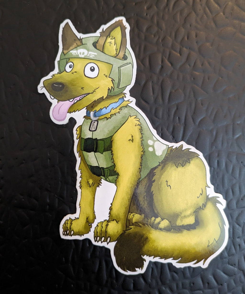 Cadian Military Emotional Support Dog - 10cm (3.9 inch) Gloss Vinyl Sticker Decal