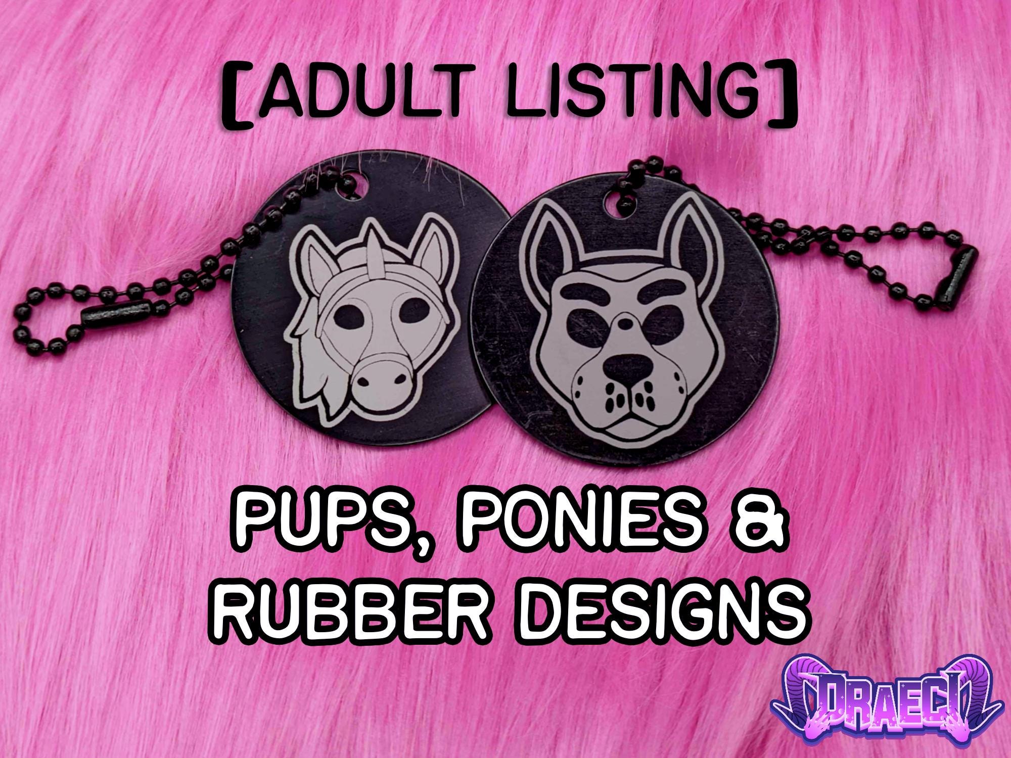 Custom Text Collar Tags - Pony Play, Pup Hoods, Rubber Furs & Pool Toys (40mm Black)