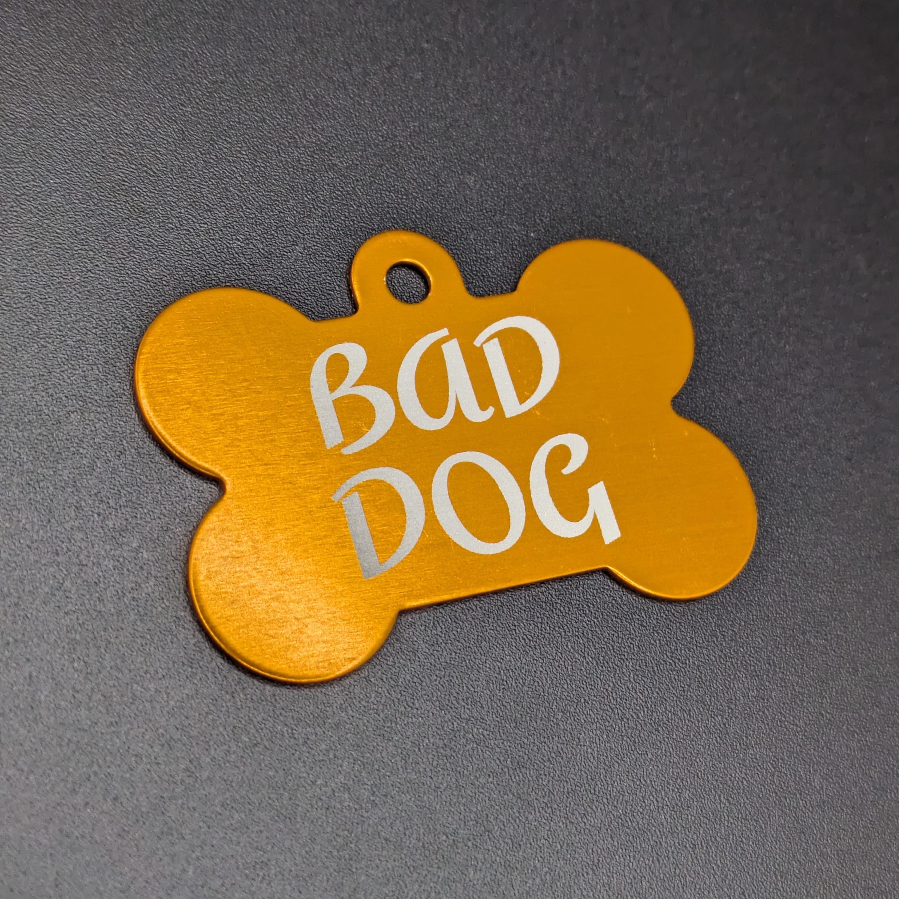 Custom Engraved Large Double Sided Metal Bone Collar Tag (2inch / 5cm wide)