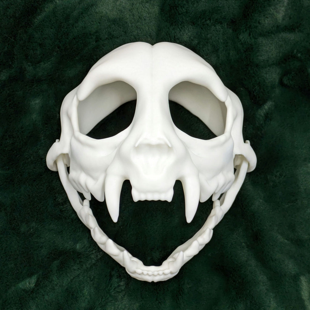 Cat Feline Skull - Hinged Jaw Mask or Fursuit Head Base Head Blank