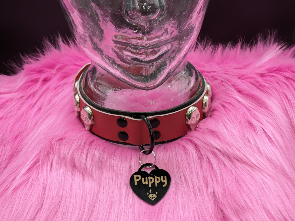 Custom Personalised - Engraved Stainless Steel Heart Padlock shaped Collar Tag (35mm wide)