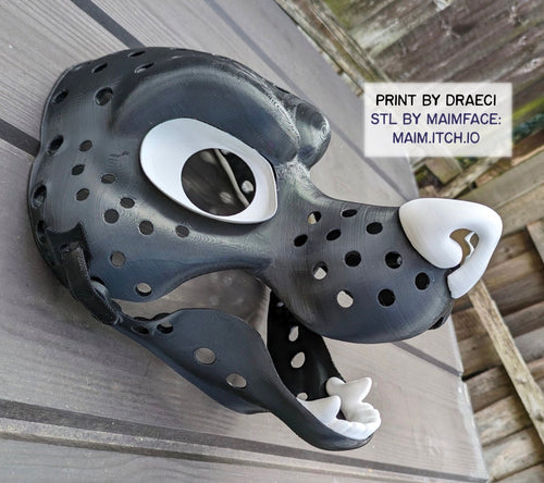 Angry Snarling Toony Canine - 3D Printed Fursuit Head Blank - Complete Headbase Kit
