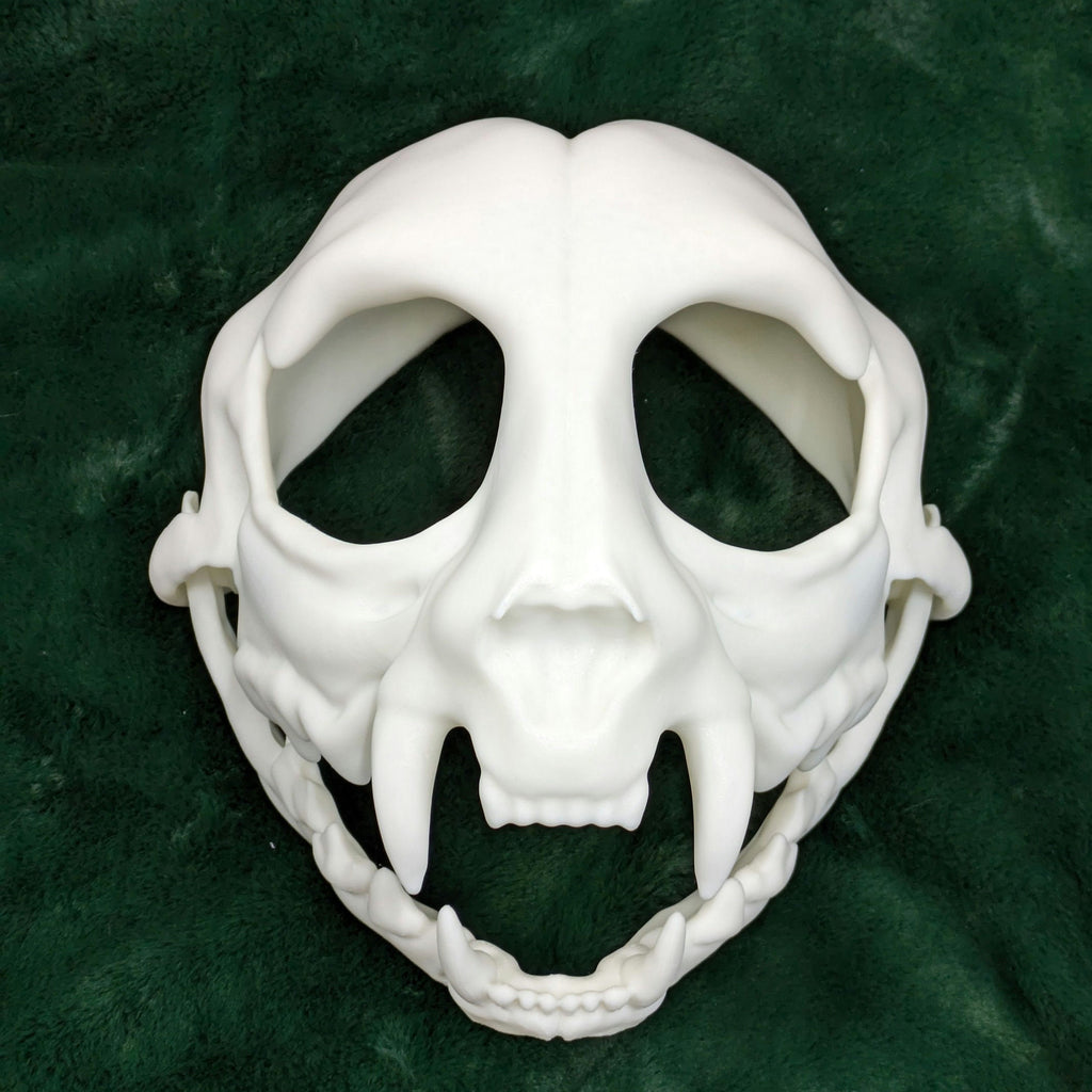 Cat Feline Skull - Hinged Jaw Mask or Fursuit Head Base Head Blank