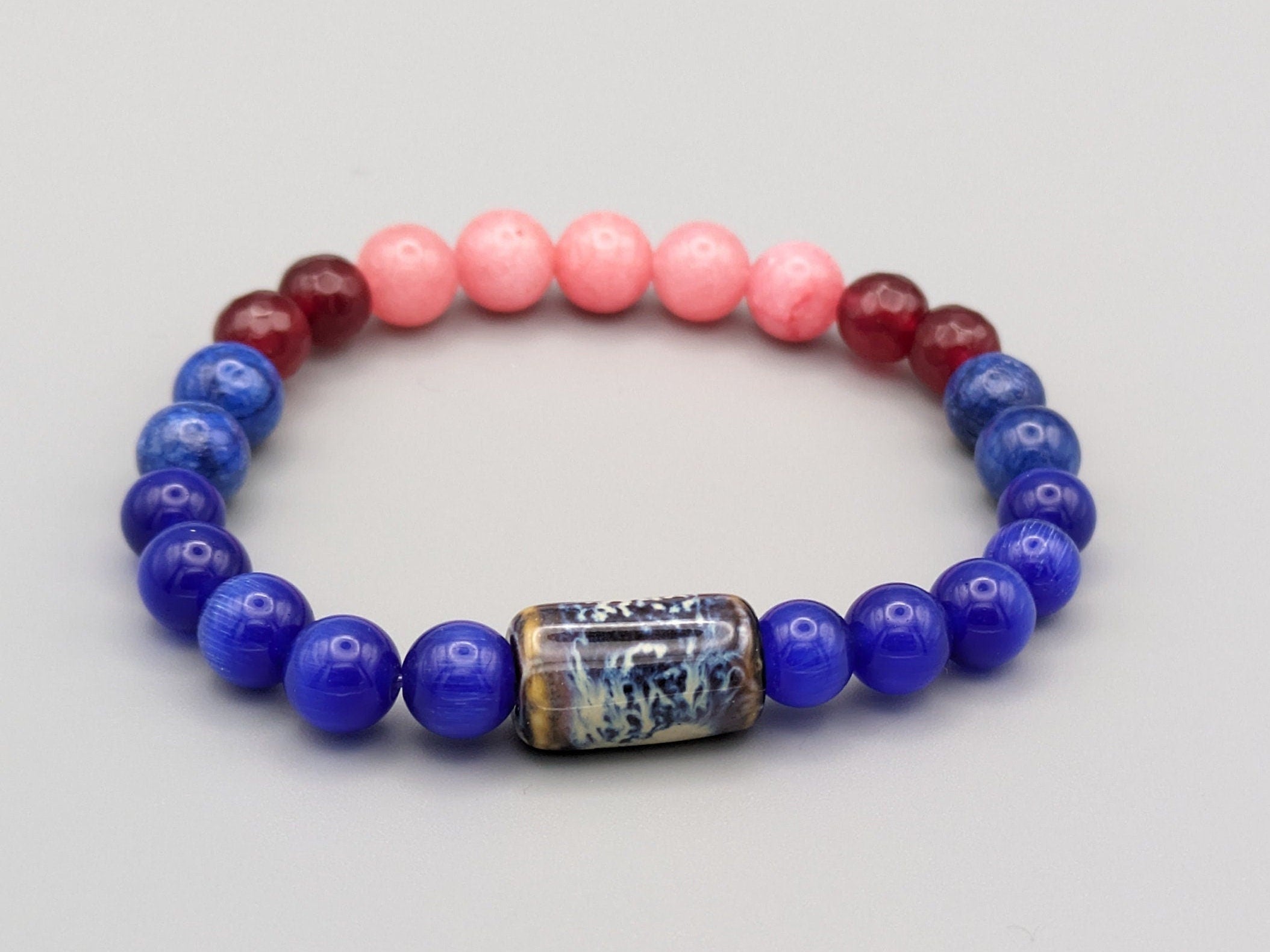 Beaded Stone Bracelet: Yuji Itadori & Ryomen Sukuna inspired Pair - Jujutsu Kaisen Fan Work