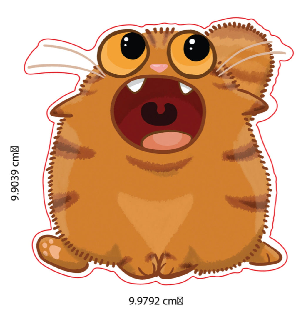 HUX! Orange One Braincell Cat - 10cm (3.9 inch) Gloss Vinyl Sticker Decal