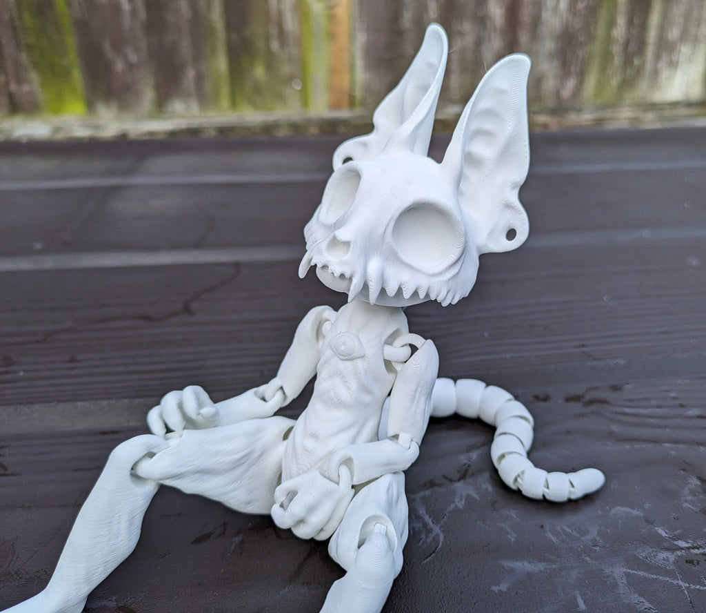 White Skeleton Dog - Flexi Printed Skully Doll